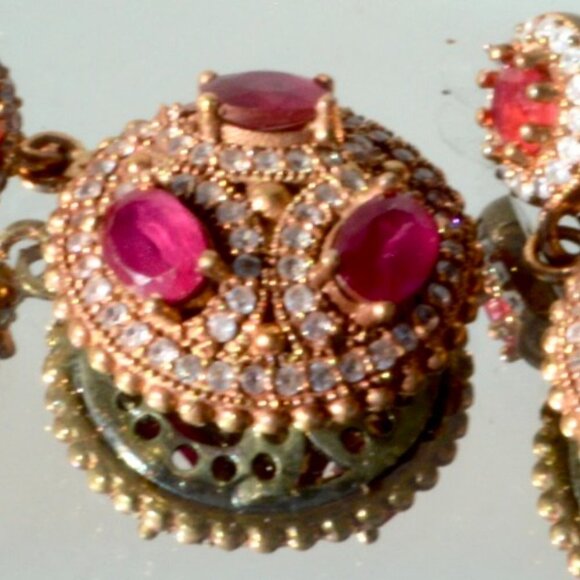 Genuine Ruby Sapphire Sterling Silver Earrings 925 - Picture 11 of 11